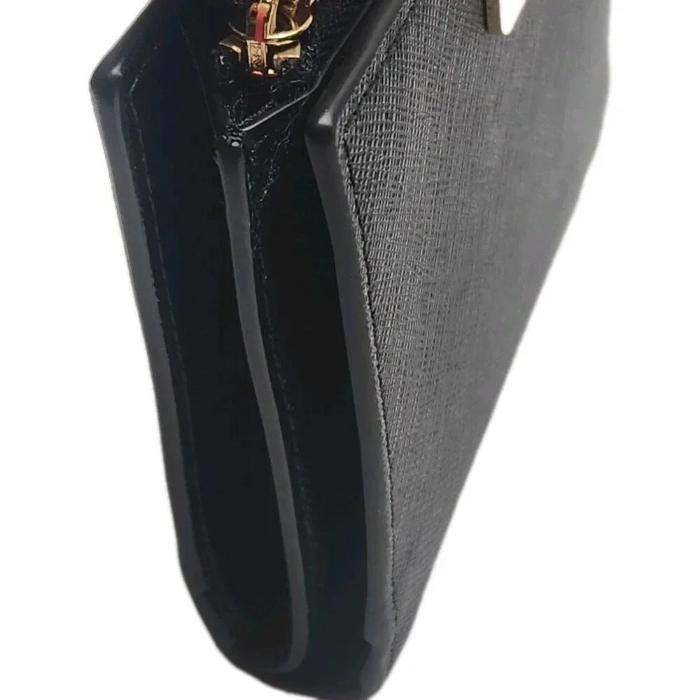 Kate Spade Wallet Black Card Organizer Coin Zip Textured 4.5